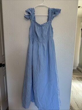 NWOT Womens Light Blue Ruffle Strap Summer Dress
